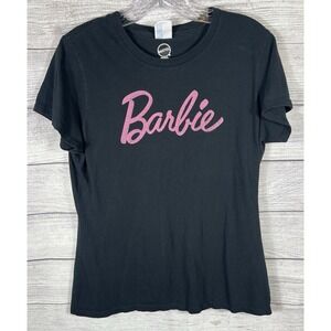 Barbie Mattel Women's T‎ Shirt Black Pink Logo Size M Short Sleeve Graphic